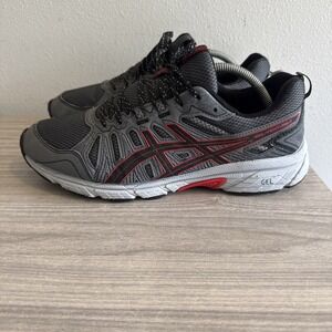 Asics Gel-Venture 7 Mens Grey Black Red Trail Running Shoes 1011A560 Sz 11
